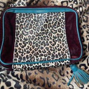 Sephora leopard makeup/ toiletries bag